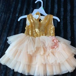 1 year old gold and pink sequin dress